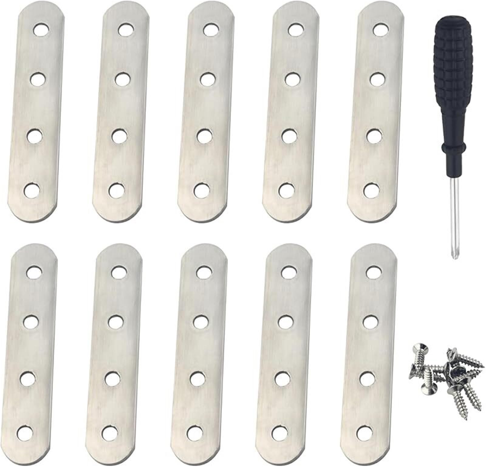 Corner Braces Brackets 5Pcs Silver Flat Stainless Steel Corner Brace in 16 Sizes for Wood Cabinet Shelf Repair(20x97mm 10pcs Silver)