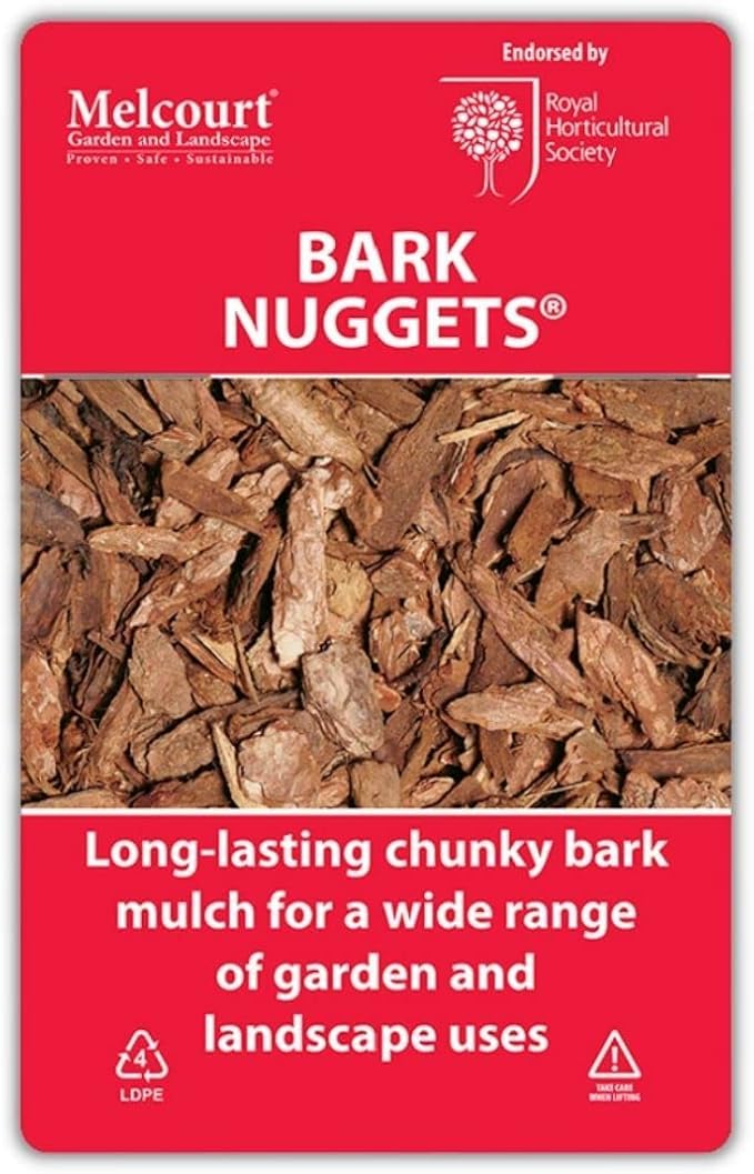 Bark Nuggets 60L – Decorative Bark Mulch for Garden Beds, Borders, Trees & Shrubs, Natural Ground Cover for Landscaping