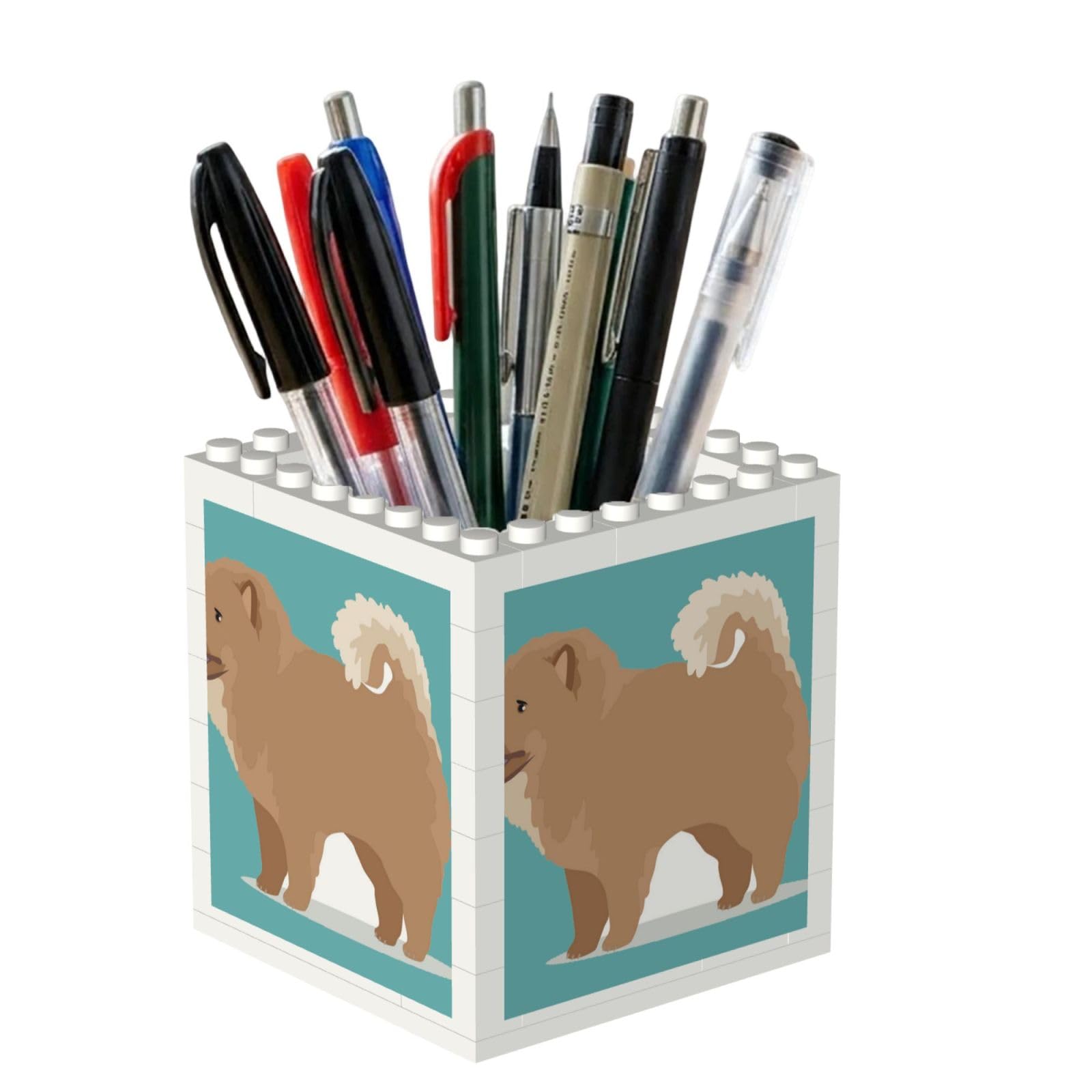 Poadnly Chow Chow Dog, Pen Pot Pencil Holder for Office Home School, Compact Desk Organiser for Office Stationery
