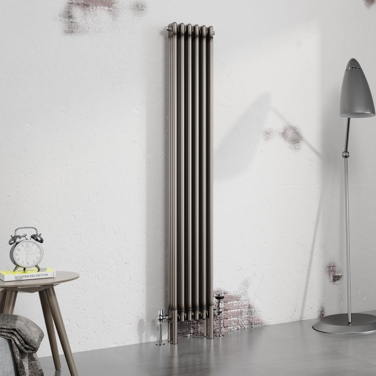 Warmehaus Raw Metal 1800X292mm Vertical 3 Column Radiator Traditional Cast Iron Style Bathroom Radiator Central Heating