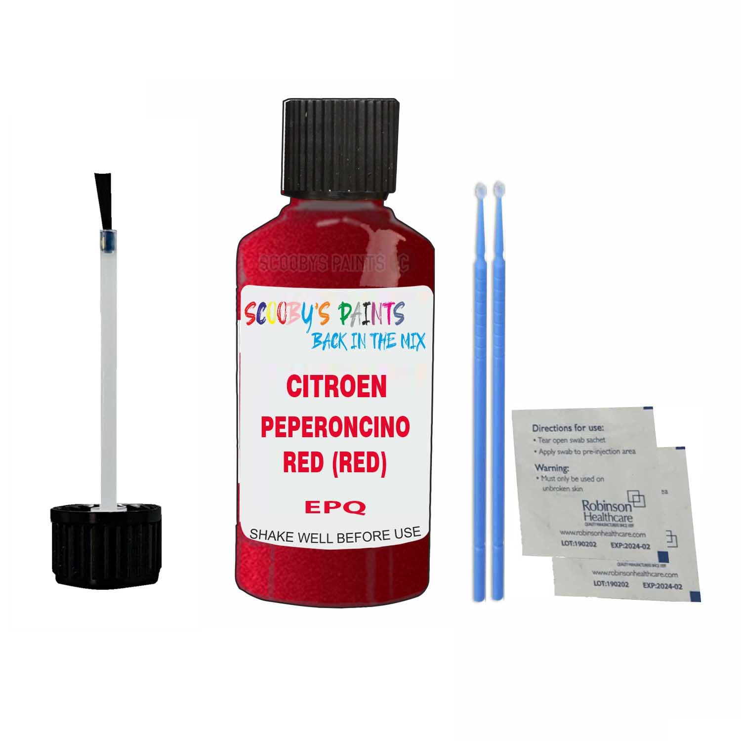 Scoobys Paints Back In The Mix Peperoncino Red (Red) Touch Up Paint For Citroen C3 Aircross Epq 2020-2021 30Ml Bottle Brush Scratch Stone Chip Repair Pen