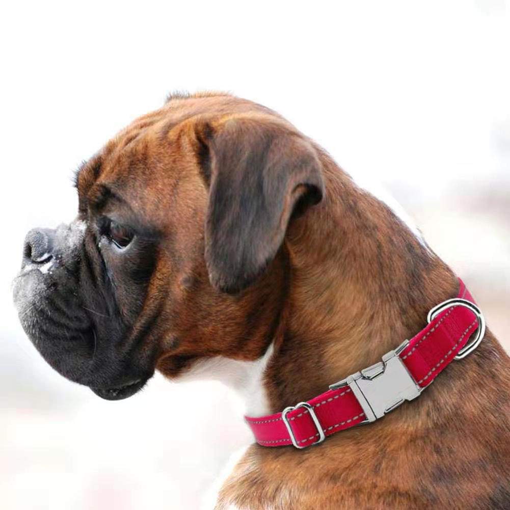 Love Dream Reflective Dog Collar with Metal Buckle, Adjustable Safety Nylon Dog Collars with Heavy Duty Quick Release Buckle for Small Medium Large Dogs, Pet Collar with ID Tag Ring