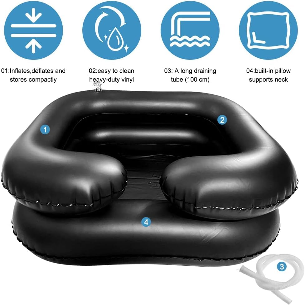 Image of Suicune Inflatable Shampoo Basin Set - Portable Shampoo Bowl, Inflatable Hair Washing Basin for Bedridden, Elderly, Disabled and Handicapped, Portable Hair Washing Sink for Dreadlocks
