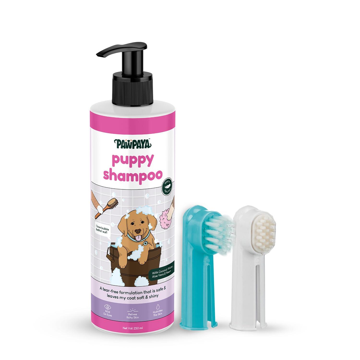 PAWPAYA Get Free Finger Toothbrush And Massage Brush Set With Pawpaya Puppy Shampoo With Coconut Water & Aloe Vera,250 Milliliter Mild & Gentle Formula,Hypoallergenic For All Breeds & Sensitive Dogs (B0C93N6828) Amazon Price History, Amazon Price Tracker