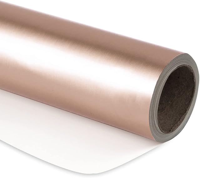 RUSPEPA Rose Gold Metallic Wrapping Paper - Mini Roll - Solid Color Matte Paper Perfect for Wedding, Birthday, Christmas, Baby Shower - 44 cm X 10 m
