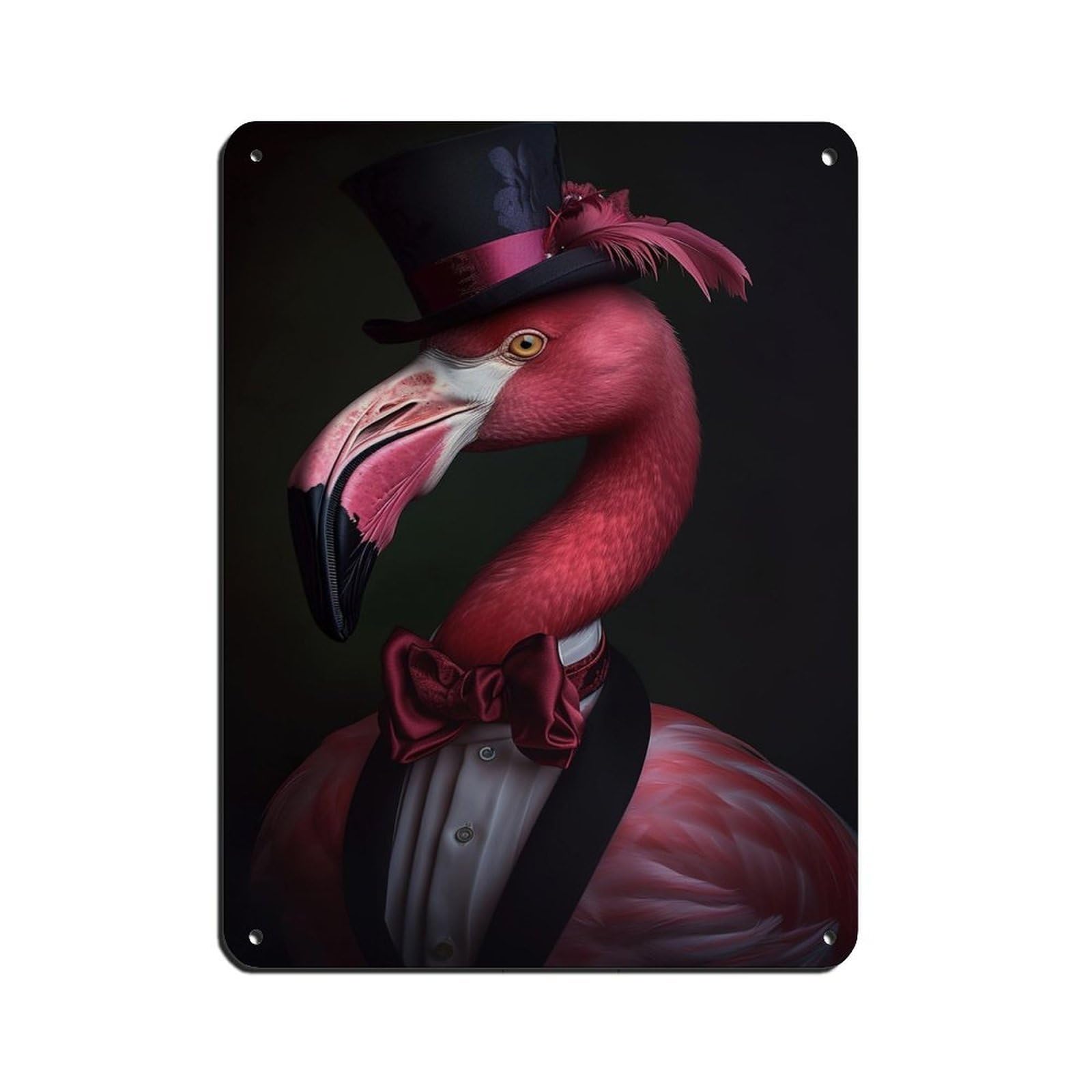 Vintage Flamingo Gentleman Painting Poster Retro Poster Metal Tin Sign Chic Art Retro Iron Painting Bar People Cave Cafe Family Garage Poster Wall Decoration 12x16inch(30x40cm)