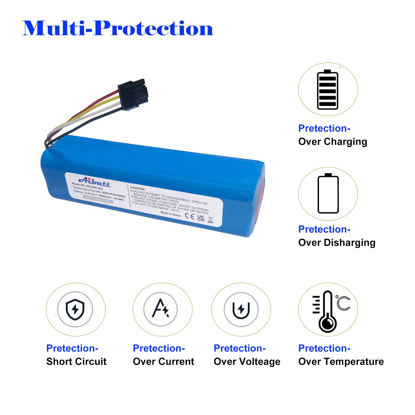 Batteria di ricambio da 6000 mAh per Dreame D9 Pro D9 Max, D10/D10 Plus/D10s/L10/L10s Ultra/Z10 Pro, batteria per Xiaomi S5/S6/S7/Q7 Max MaxV Ultra Pure, Roborock S50/S55, Mijia 1st e 2nd Gen, BRR