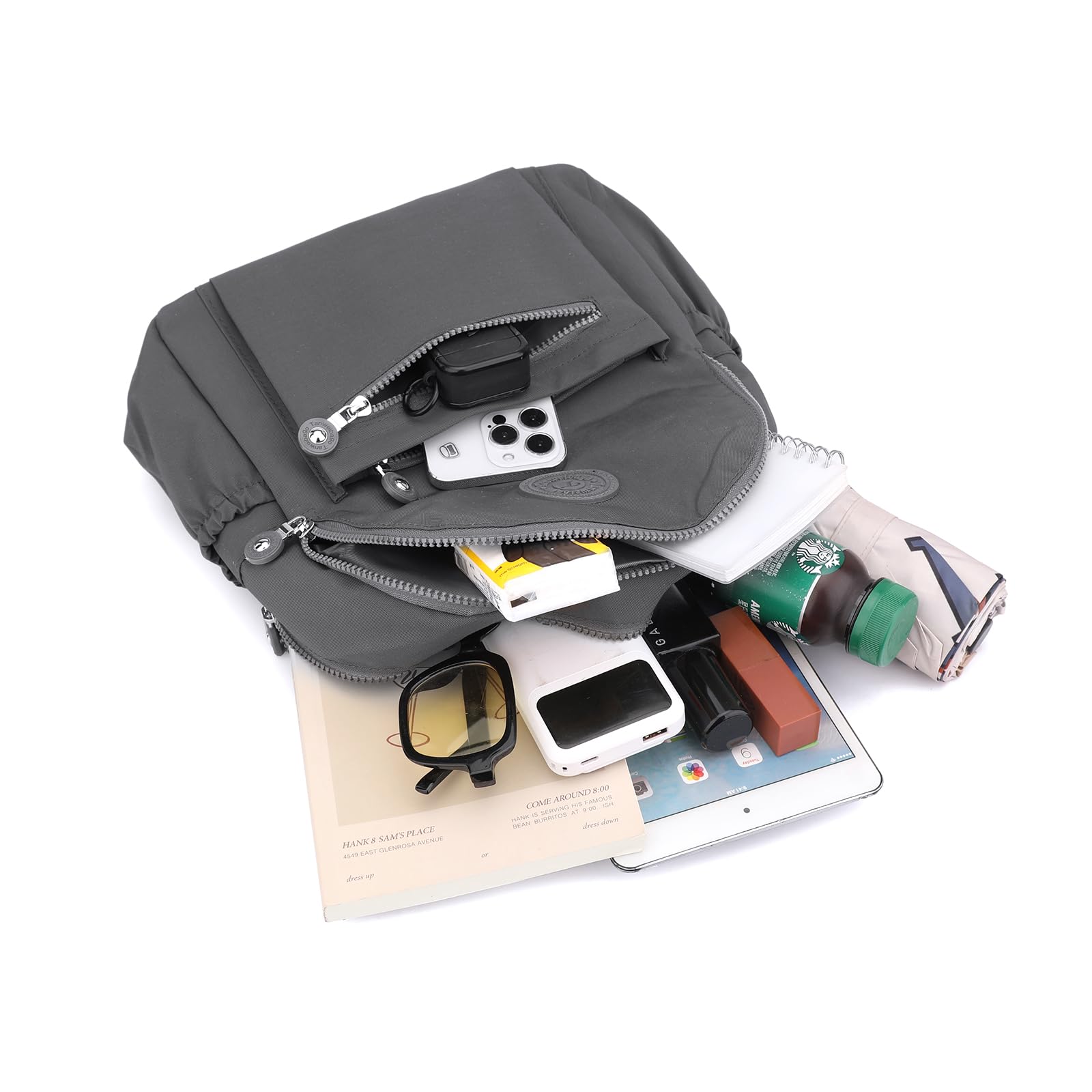 Tanweibago Mini Nylon Women Backpacks,11L Small Ladies backpacks Casual Lightweight Women Shopping Travel Daypack (Dark Grey)