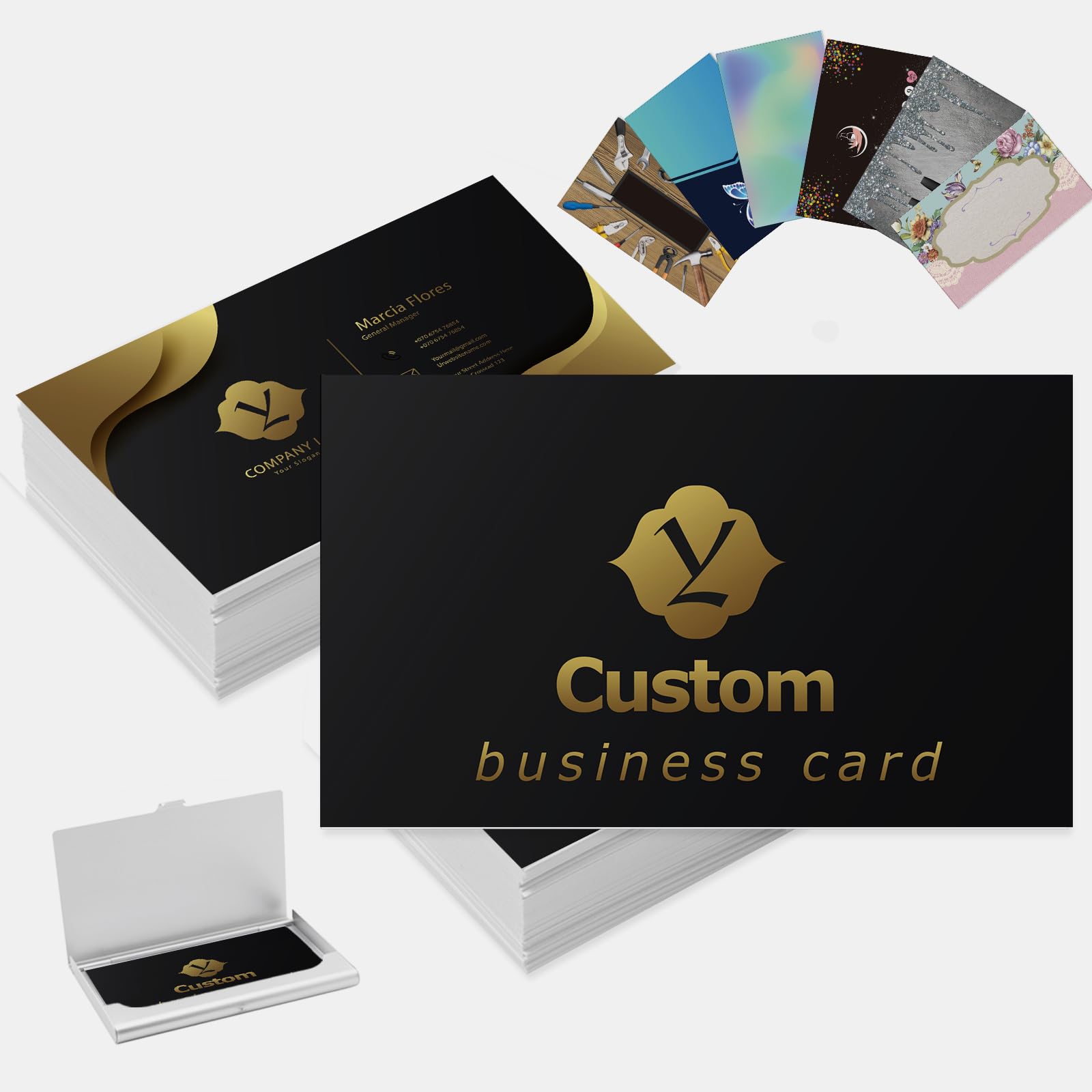 Custom Business Cards Customized with Logo Photo Personalized Business Card Customizable 1000 500 200 100 Double Sided Printable Waterproof General