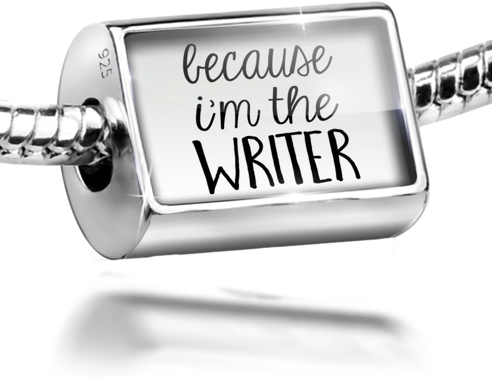 Sterling Silver Bead Because I'm The Writer Funny Saying Charm Fits All European Bracelets