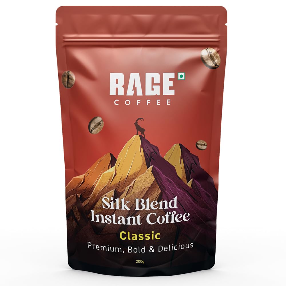 Rage Coffee Premium Silk Blend Classic - 200 Gm | Enhance Fitness, Energy, and Focus | Hot and Cold Coffee