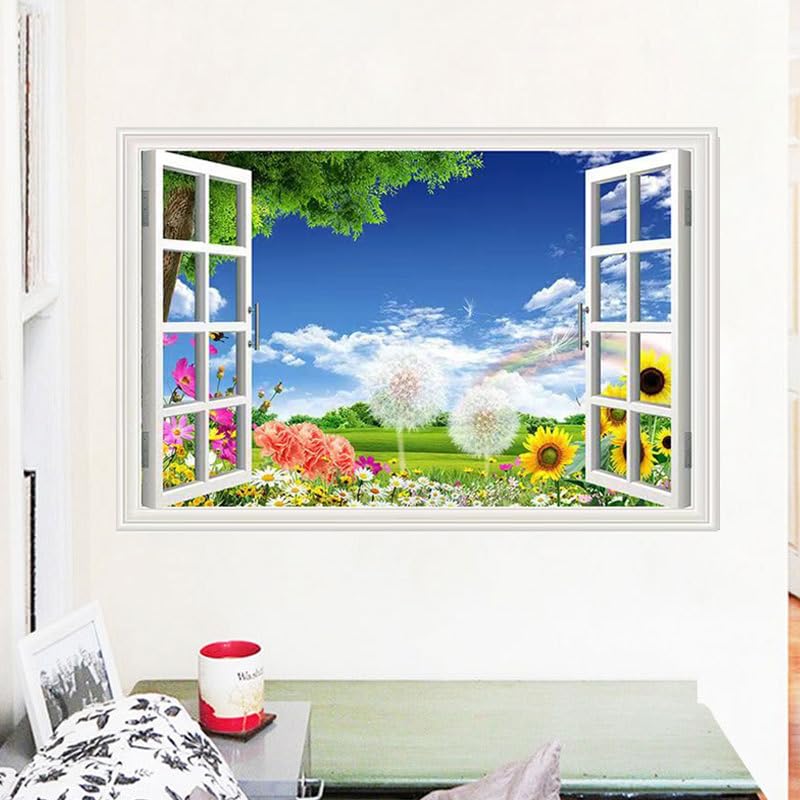 Amazon.co.jp: Generic 偽窓 ウォールステッカー 窓風景 絵画風 風景画