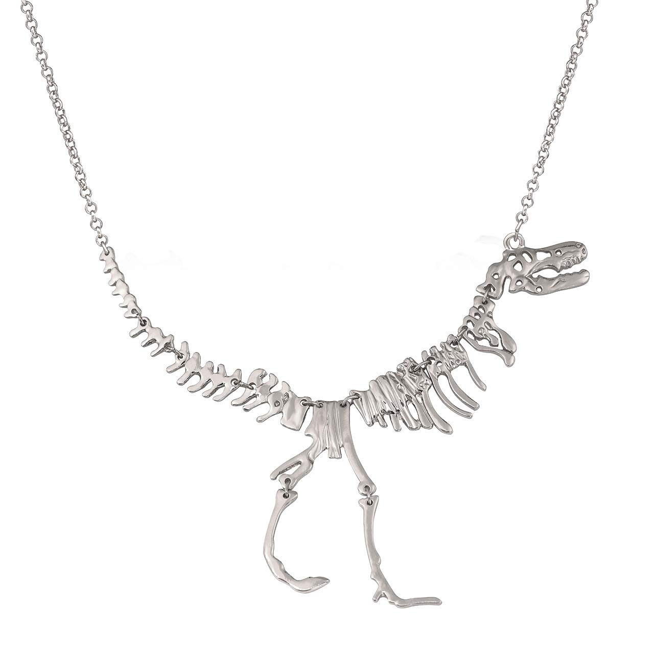 YEYA Dinosaur Skeleton Vintage Collar Necklaces Statement Gothic Tyrannosaurus T-Rex Bone Choker Pendant Necklaces Bib Fashion Costume Jewelry
