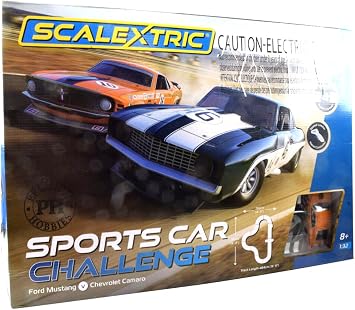 Scalextric/Premium Hobbies Sports Car Challenge - Mustang VS Camaro 1:32 Scale Slot Car Race Set C1445T