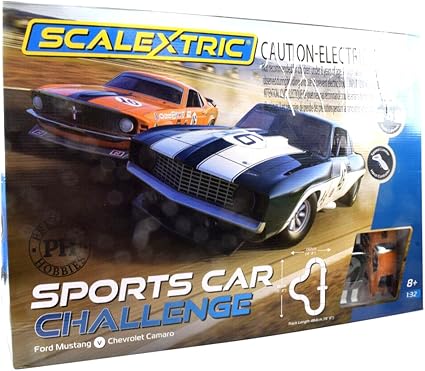Scalextric/Premium Hobbies Sports Car Challenge - Mustang VS Camaro 1:32 Scale Slot Car Race Set C1445T