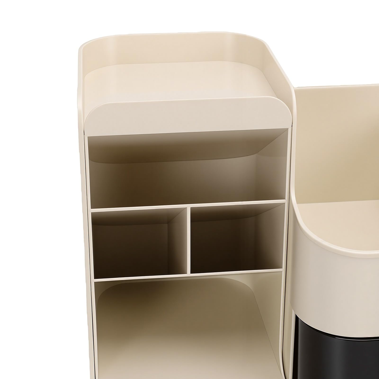 Duokon Porta Trucchi da Tavolo con Porta Pennelli e 3 Cassetti per vanità Bagno Ufficio Storage (bianco panna)