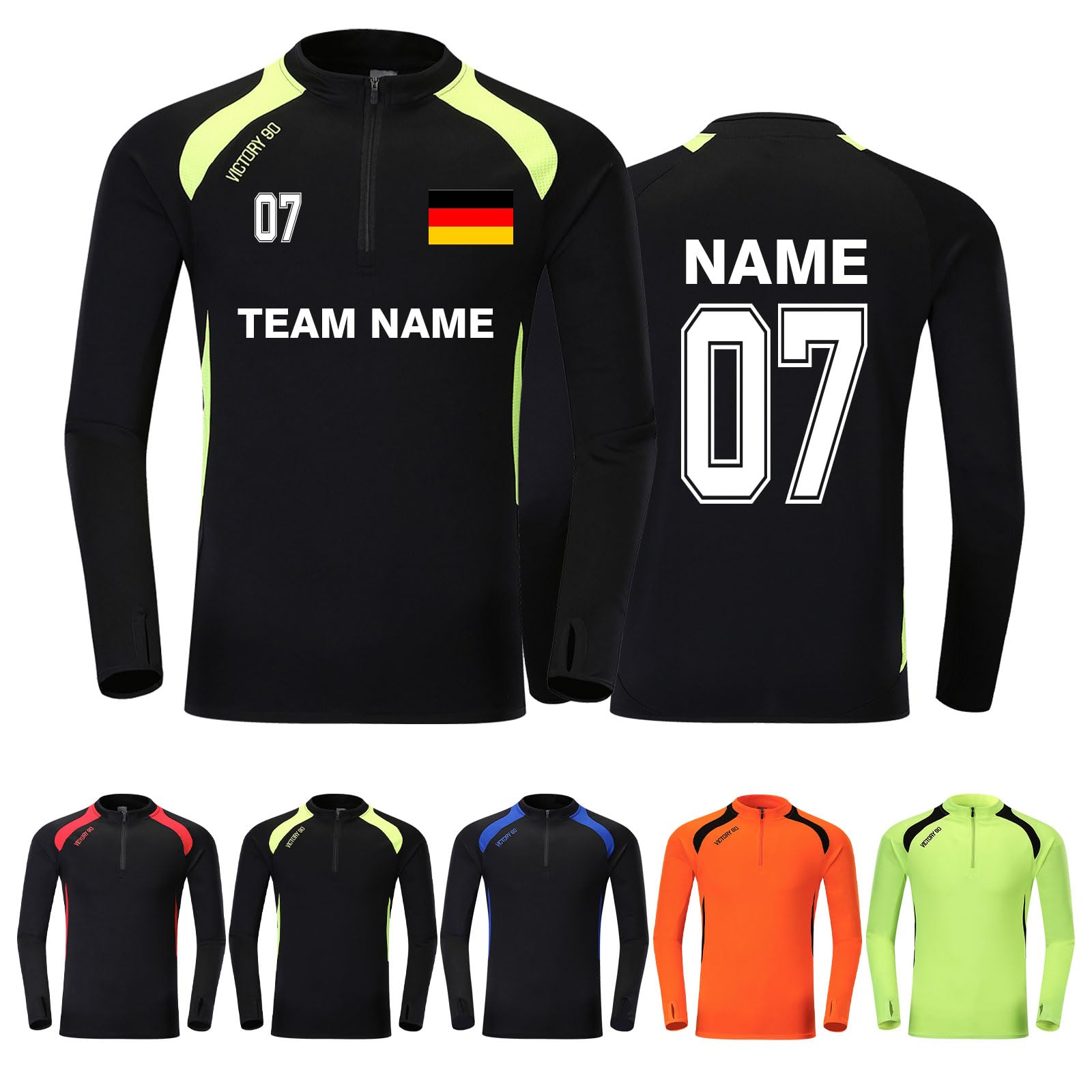 LAIFU Benutzerdefiniert Trainingsoberteil 1/4 Zip Sportoberteil für Fußball-Jungen/Mädchen/Männer/Frauen, personalisierter Jugend-Trainingspullover, Fußball-Winterkleidung