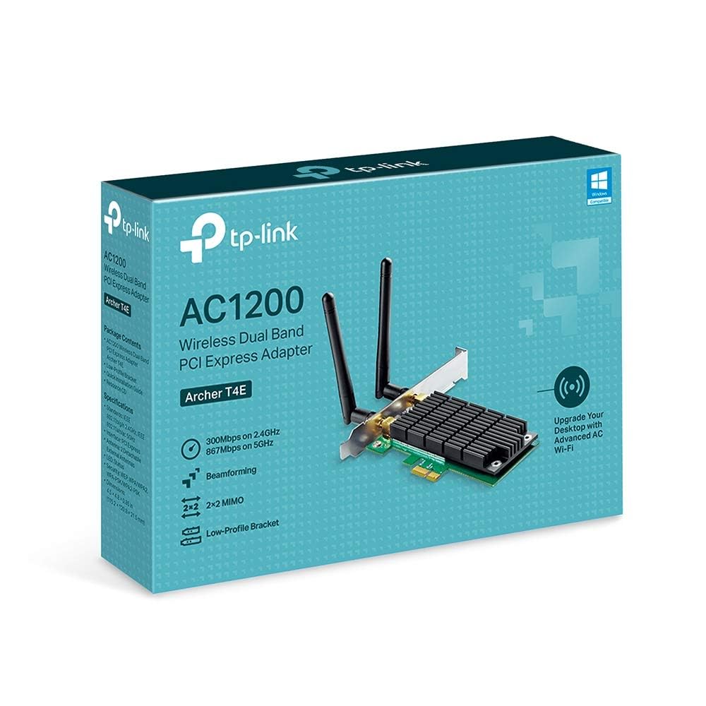 TP-Link Archer T4E - Adaptador WiFi AC1200 de Sobremesa PCI Express, Tarjeta de Red, 867 Mbps en 5 GHz, 300 Mbps en 2.4 GHz, 2 Antenas Desmontables, para Raspberry Pi, PC (Paquete de 2)