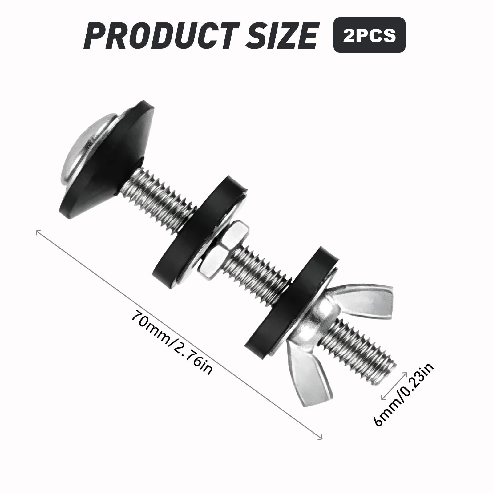 RowGlow 2pcs tornillos fijación cisterna inodoro wc M6x70mm acciaio inossidabile 304, kit de fijación para depósito de cisterna Accesorios de instalación (M6x70 2pcs) — view 2