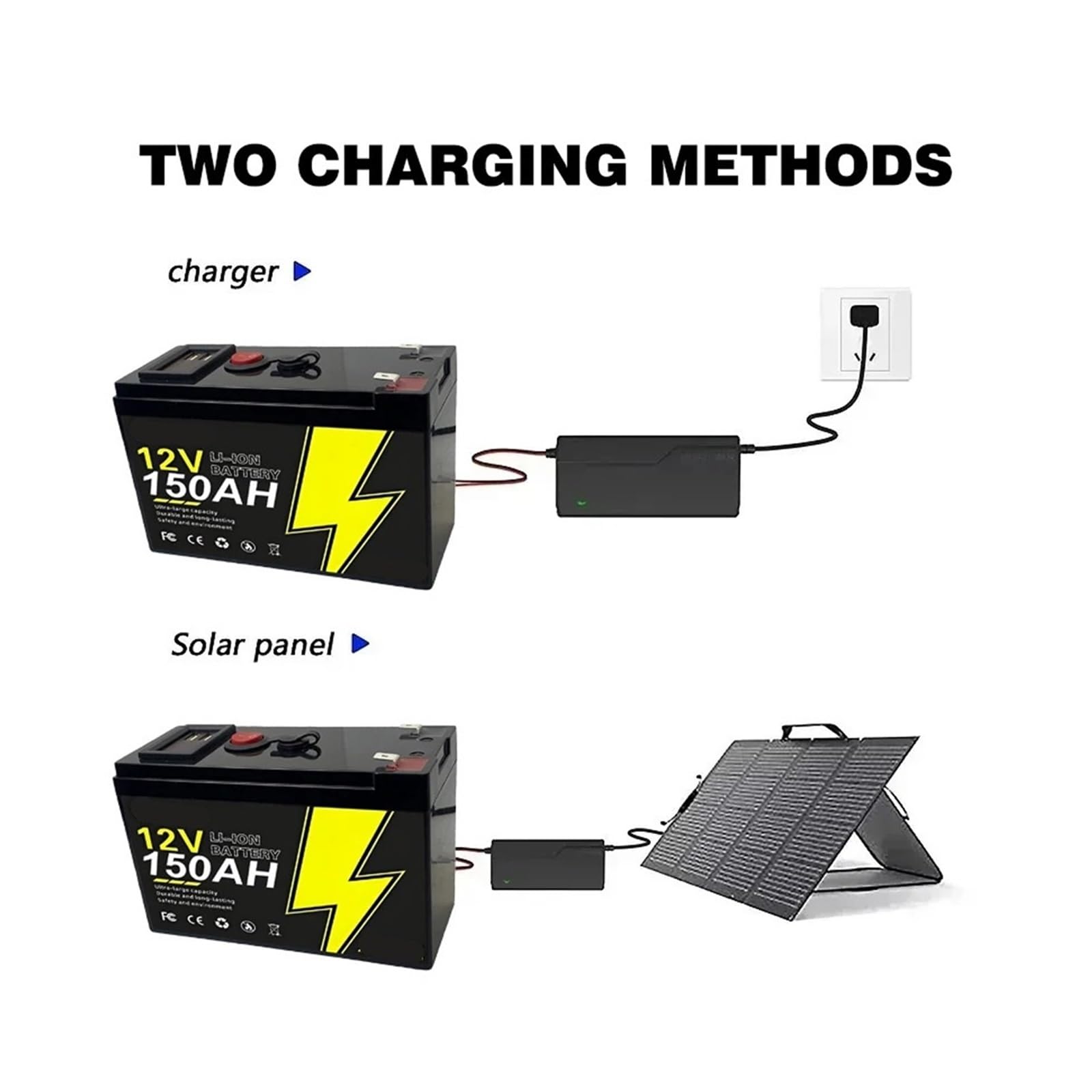 Grande for Esterni A Ciclo Profondo Da 12 V, Accumulo Di Energia Da 150 Ah | Scheda di gestione del circuito integrata da 100 A, materiale cellulare A+ for apparecchiature elettriche(150Ah Battery x1)