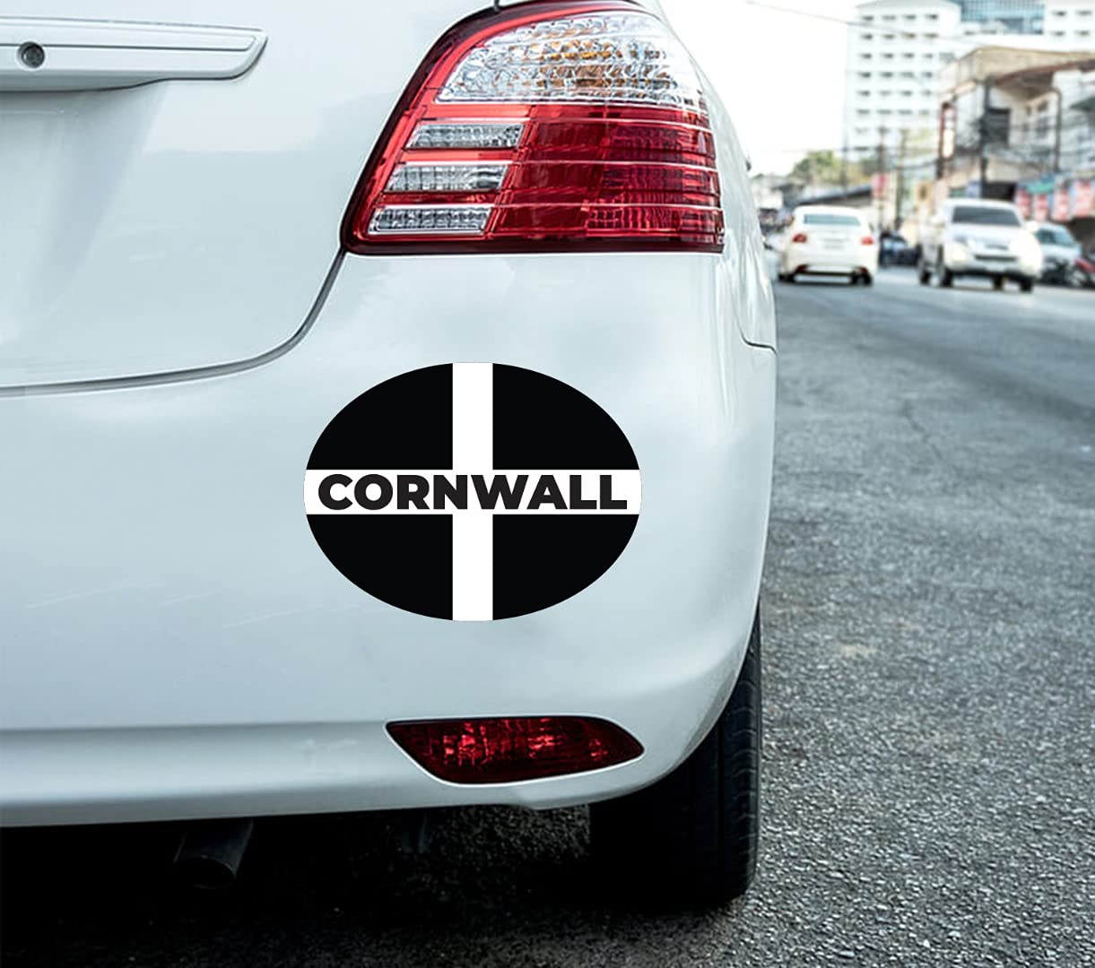2 x Cornwall Car Stickers Saint Piran's Flag Oval Self-Adhesive Vinyl Car, Van, Lorry
