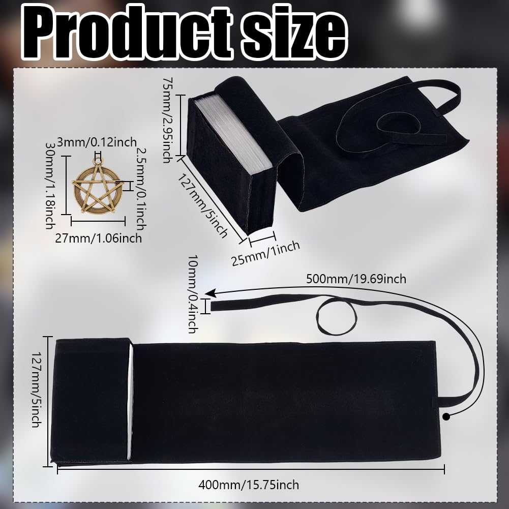 DELORIGIN 4Pcs Velvet Tarot Bags with 4 Tibetan Style Alloy Pendants,Tarot Rune Cube Wrap Pouches Tarot Cards Storage Cloth Holder Jewellery Bag for Tarot Oracle Decks Tarot Card Holder (Black) - Image 2