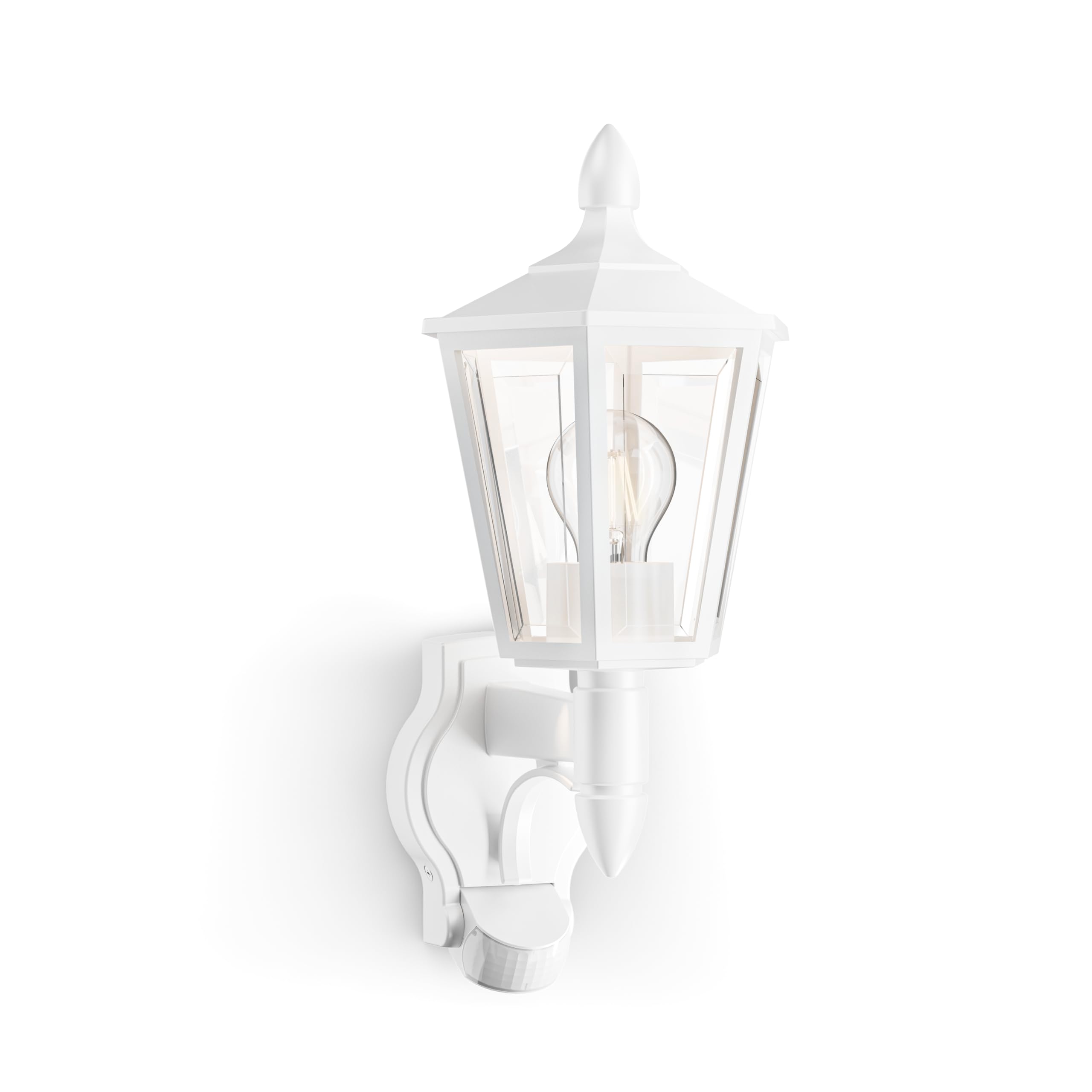 Steinel Outdoor Light L 16 S White, Motion Sensor 180°, Range 10 m, E27 max. 60 W, Twilight Switch, Classic Design, Lantern, IP44