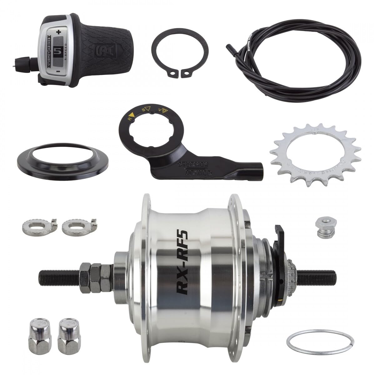 Sturmey Archer Hub Rear S/A 5SP RXRF5 32 with Trim Kit/Shifter/Cable - HKC5F.XCSS.S00.BX
