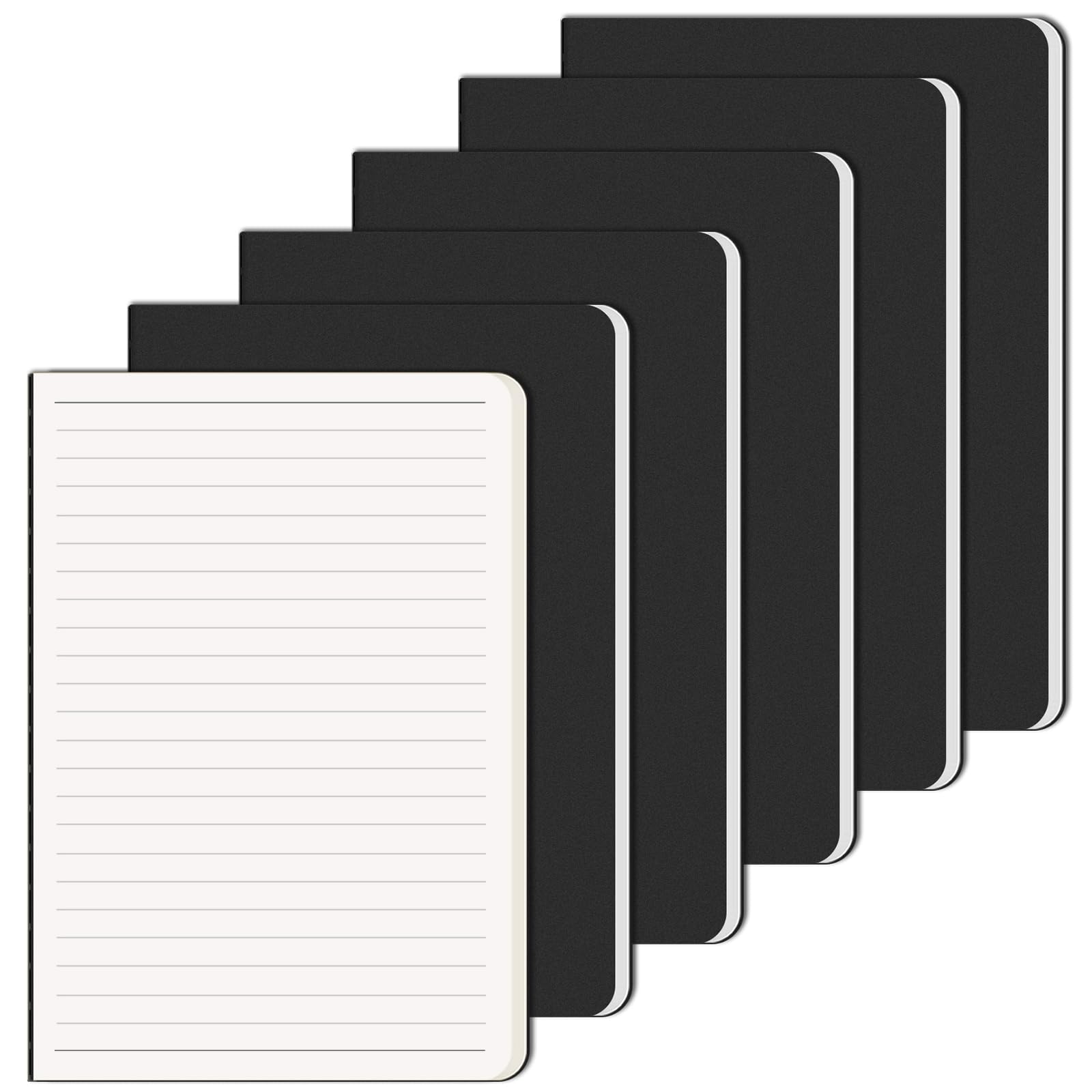 RITOLLO 6-Pack A5 Lined Notebooks, Black Kraft Cover
