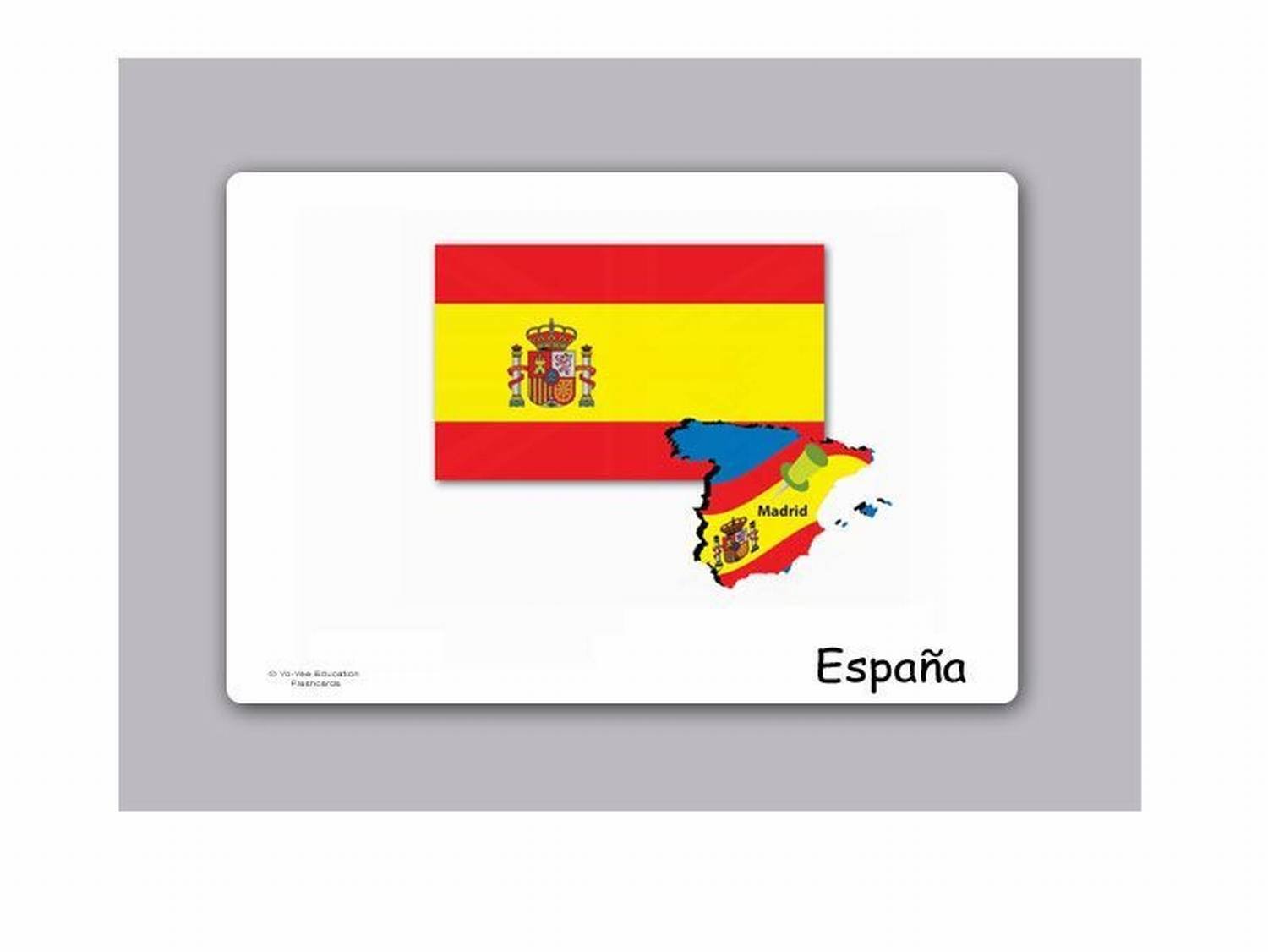 Grandes Cartes Images en Espagnol - Pays et Drapeaux - pour l’enseignement des Langues et l’Encouragement linguistique dans Les garderies, Les Jardins d’Enfants et Les écoles