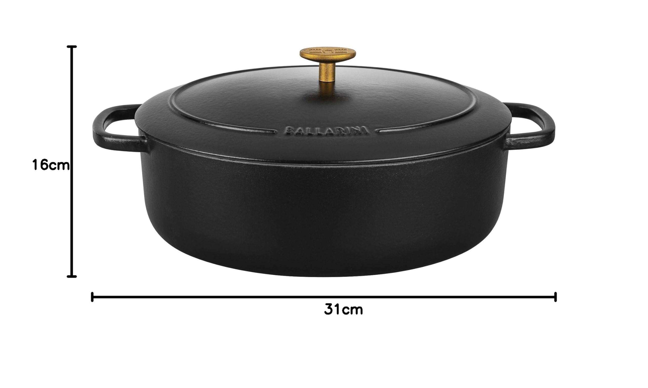 Ballarini Bellamonte Cocotte 31 cm, Ovale, Noir, Fonte