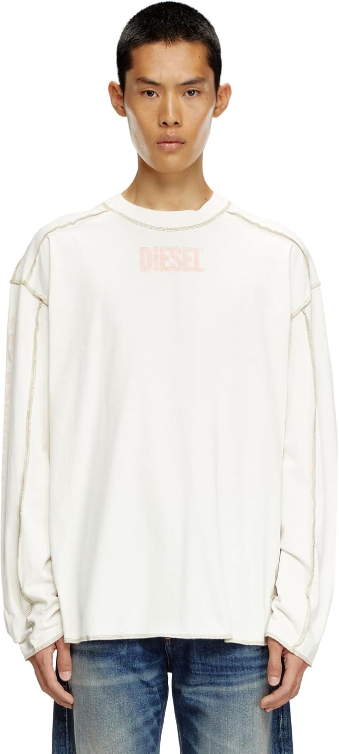 DIESEL ホワイト 長袖 Tシャツ M DIESEL ホワイト ロゴ長袖Tシャツ Mサイズ