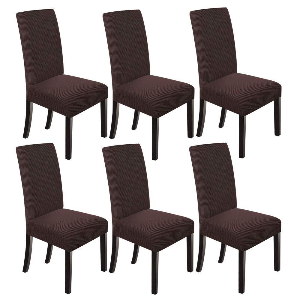NORTHERN BROTHERS Dining Chair Cover Stretchable Dining Table Chair Cover Parsons Chair Slipcover for Dinning Chair's Covers Set of 6, Chocolate