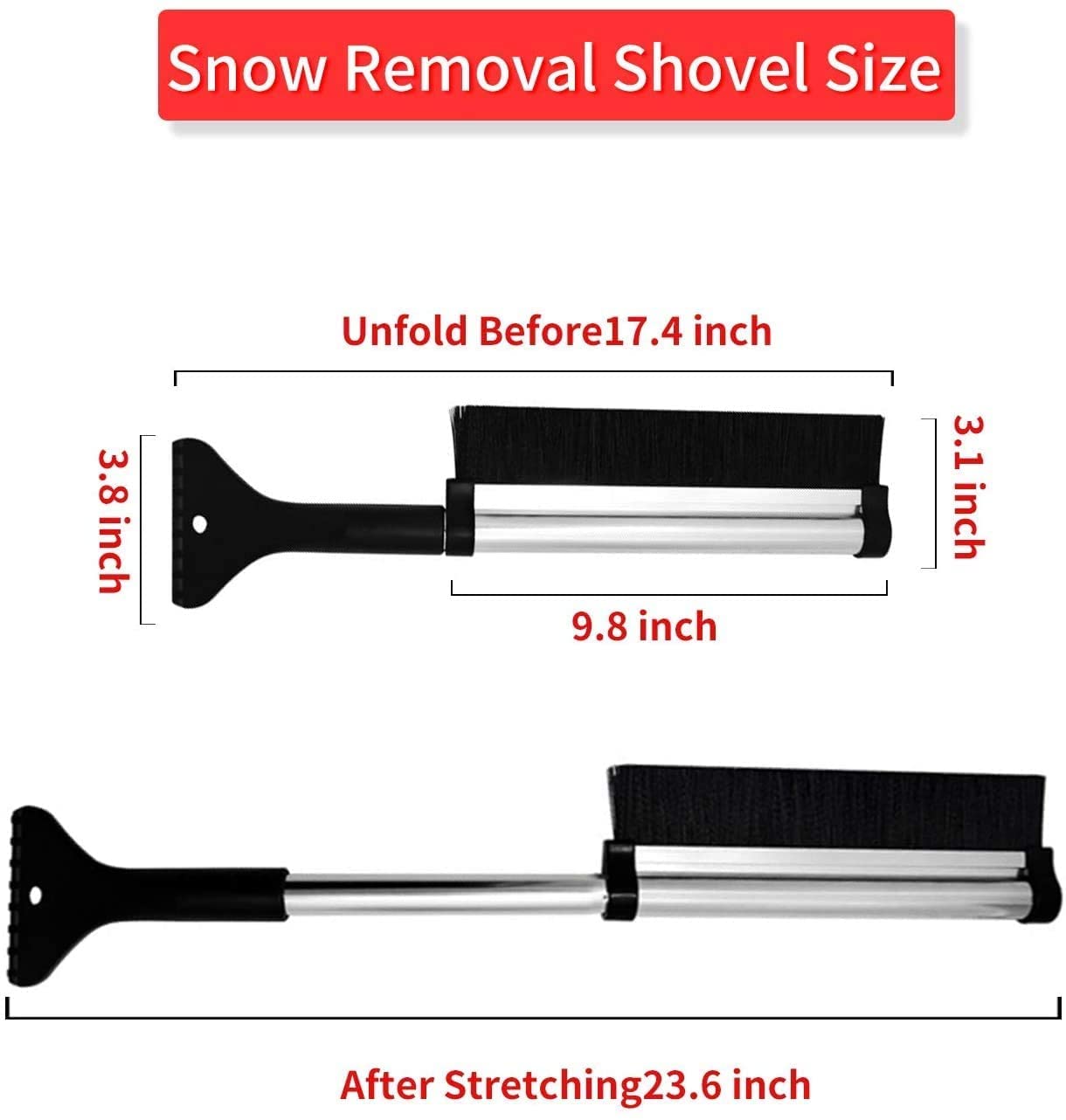 XMING Cepillo de Nieve for Coche, raspador de Hielo for el Parabrisas, Pinceles de remoción de Nieve retráctiles raspadores de Hielo, snowbrush for Ventanas de automóviles