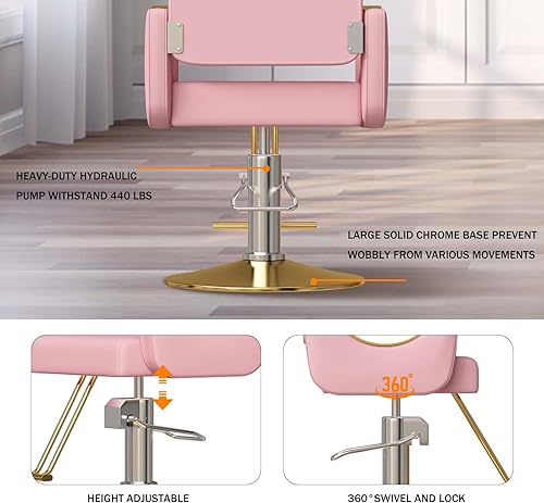 Miniatura 30 de Silla de peluquería silla de salón de 360 grados giratorias, silla de peluquería hidráulica con capacidad de hasta 330 libras, equipo de spa de Azul