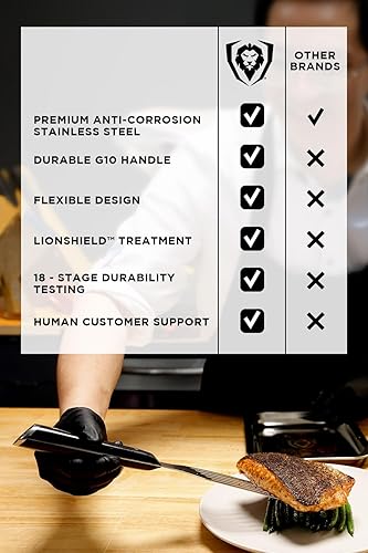 Miniatura 7 de Dalstrong Espátula profesional de pescado de cocina, 7.5 pulgadas, ranurada, espátula de acero inoxidable de alto carbono, resistente al calor,