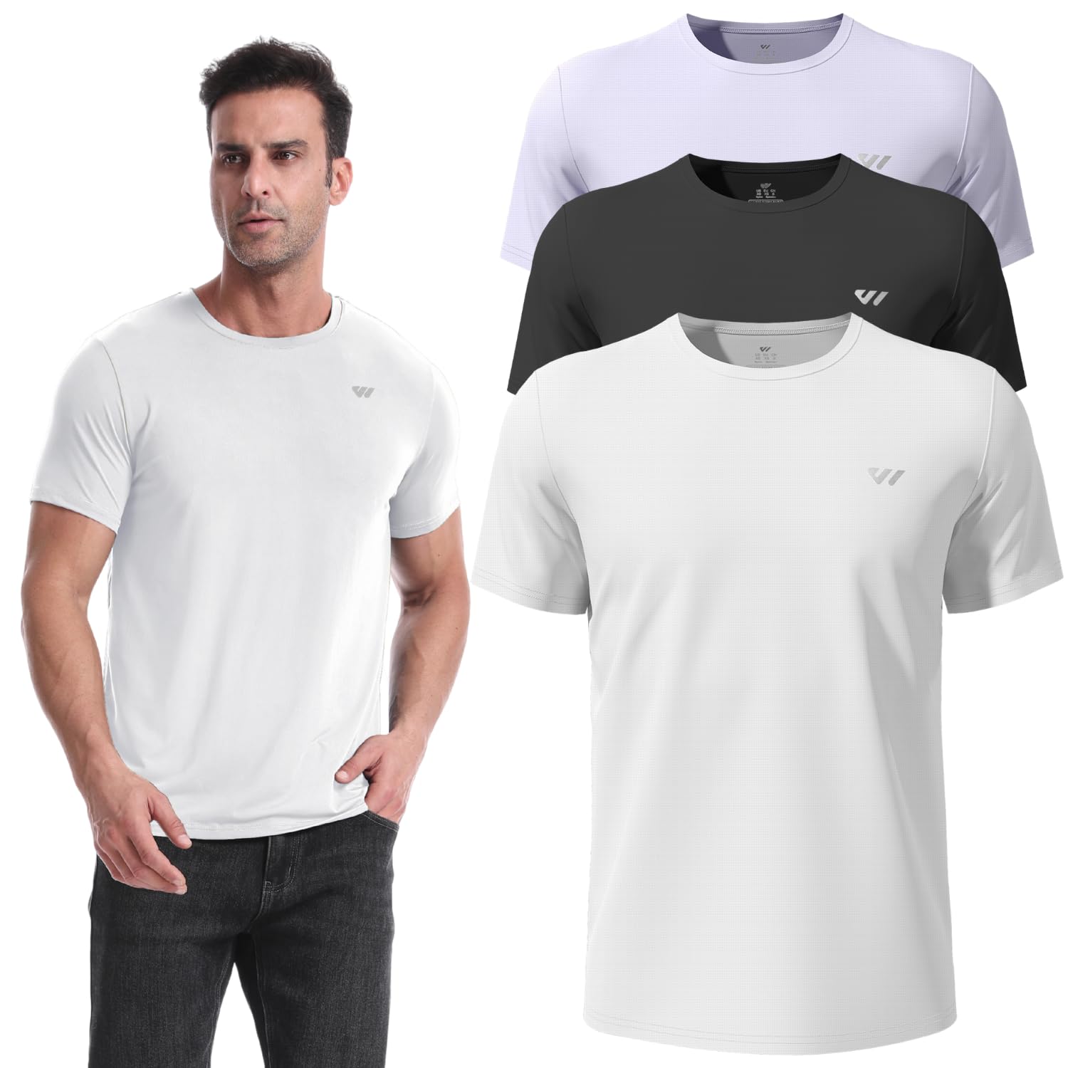 3 or 5er Pack Sport Tshirts Herren Kurzarm,Funktionsshirt Atmungsaktiv & Schnelltrocknend,Fitness Shirt für Training,Laufen,Wandern,Gym,Outdoor-Sport