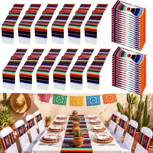 Newwiee 108 Pcs Mexican Table Runner with Stretch...