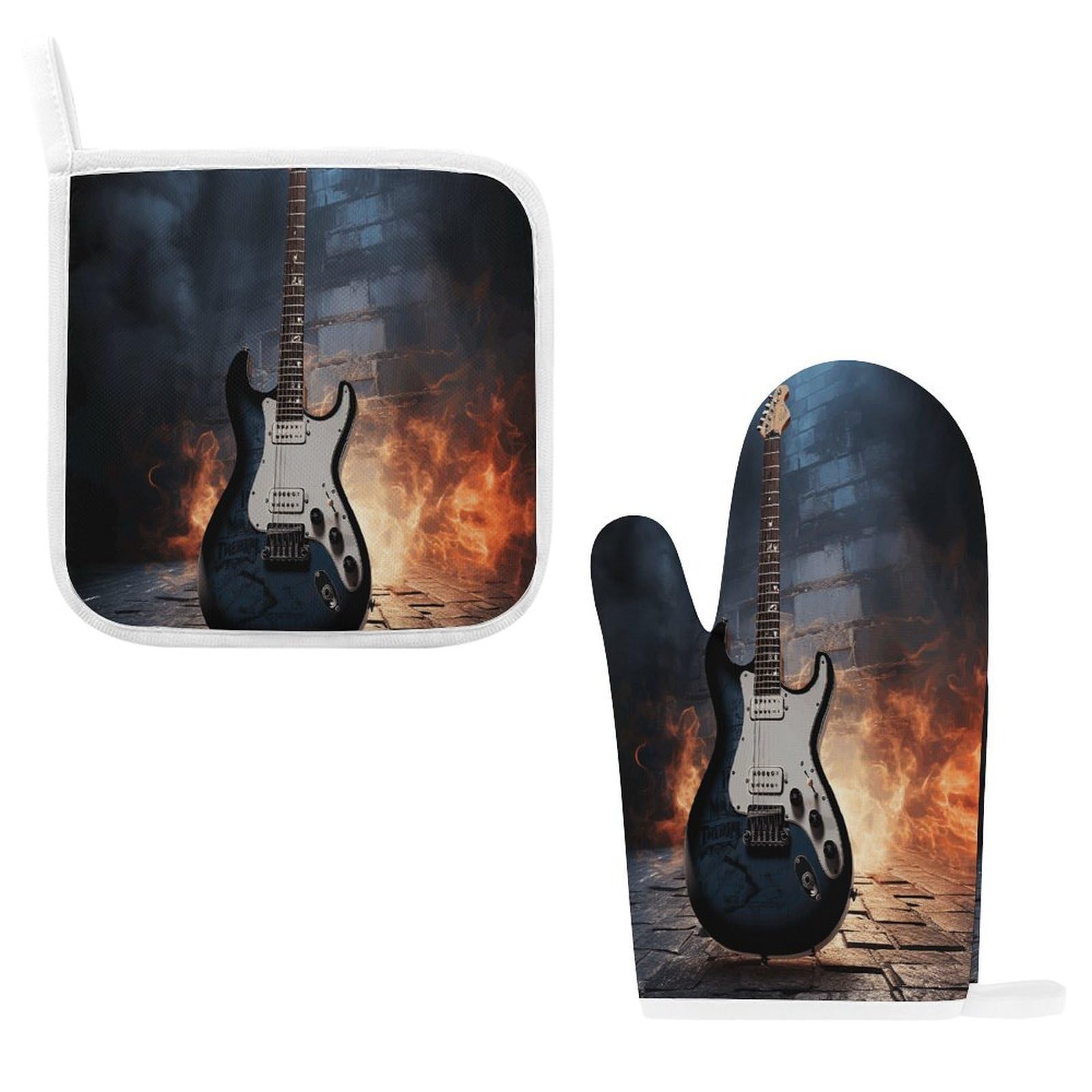 Fodpand Style Electric Guitar Oven Mitts And Pot Holders Sets