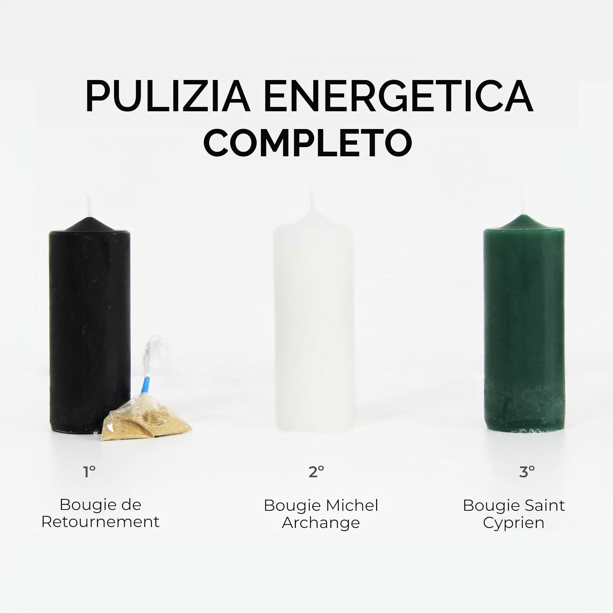 Candela preparata di San Cipriano - Protezione spirituale e pulizia energetica | Candela ritualizzata contro energie negative e incantesimi | Realizzata a mano con erbe | Istruzioni