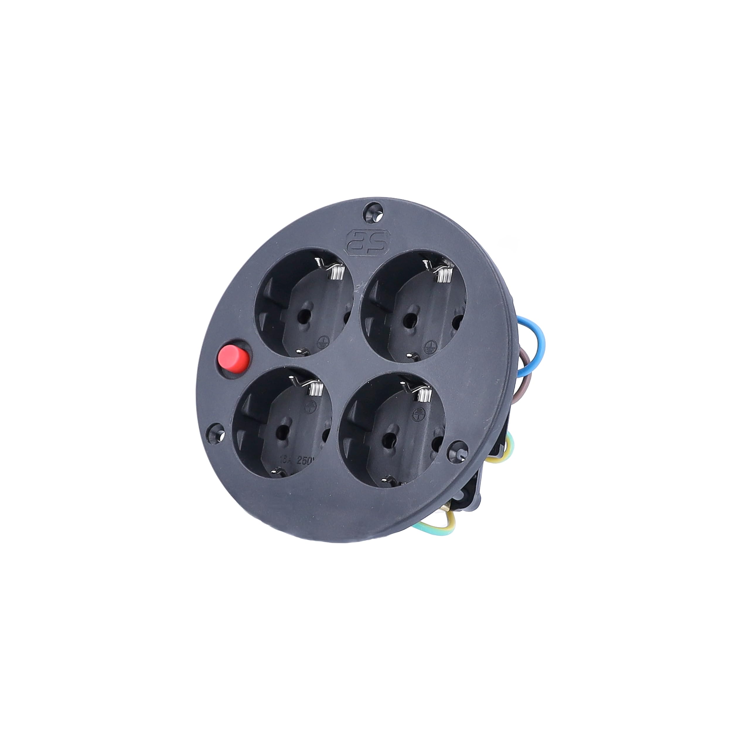 as - Schwabe Inserto de Enchufe para Carrete de Cable, 4 Tomas de Corriente con Toma de Tierra, Interior IP20, Interruptor térmico, 230 V 16 A