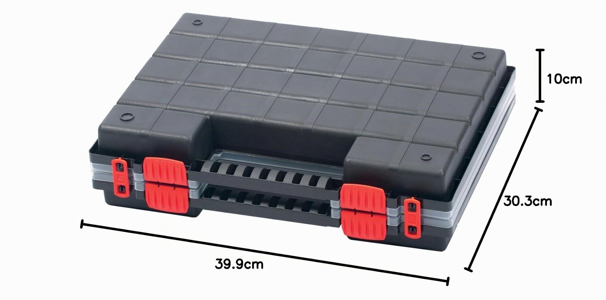 Mivos Scatola di Assortimento Su Entrambi i Lati, 399 x 303 x 100 mm, Con 42 Scomparti per Piccole Parti, Robusta per Viti e Accessori, Ideale per Officina - Made in EU