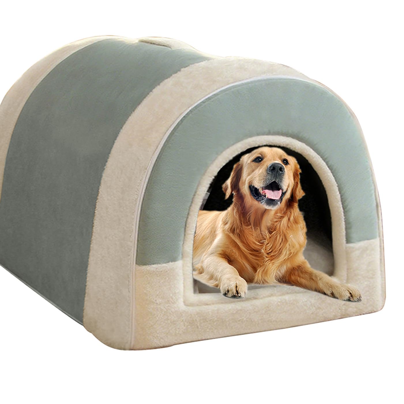 Large Dog House 2 in 1 Fluffy Dog Bed XL XXL,Luxury Large Pet Kennel Indoor Anti Anxiety Dogs Cats Calming Beds Warm Handle Pets Cave House for Medium Dogs Cats Non-Slip (Blue,XL-65x53x50CM)