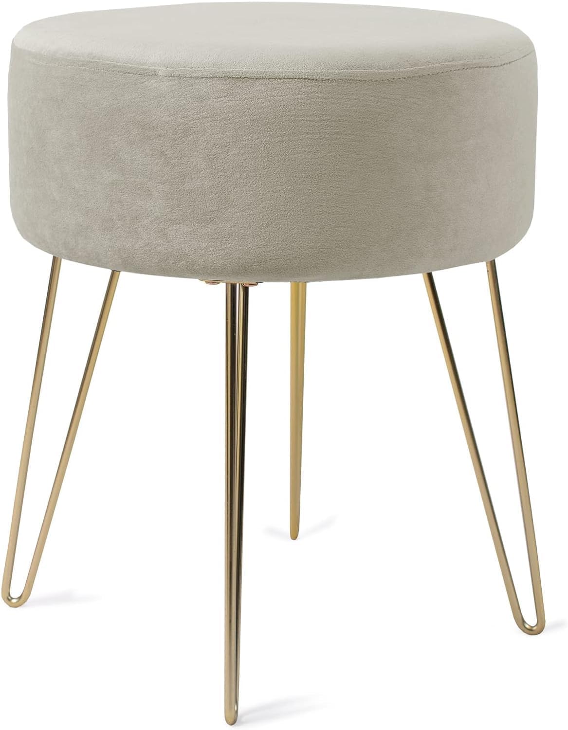 Taburete Redondo para tocador, Taburete otomano, Taburete Acolchado y Soporte de Metal. (Beige)