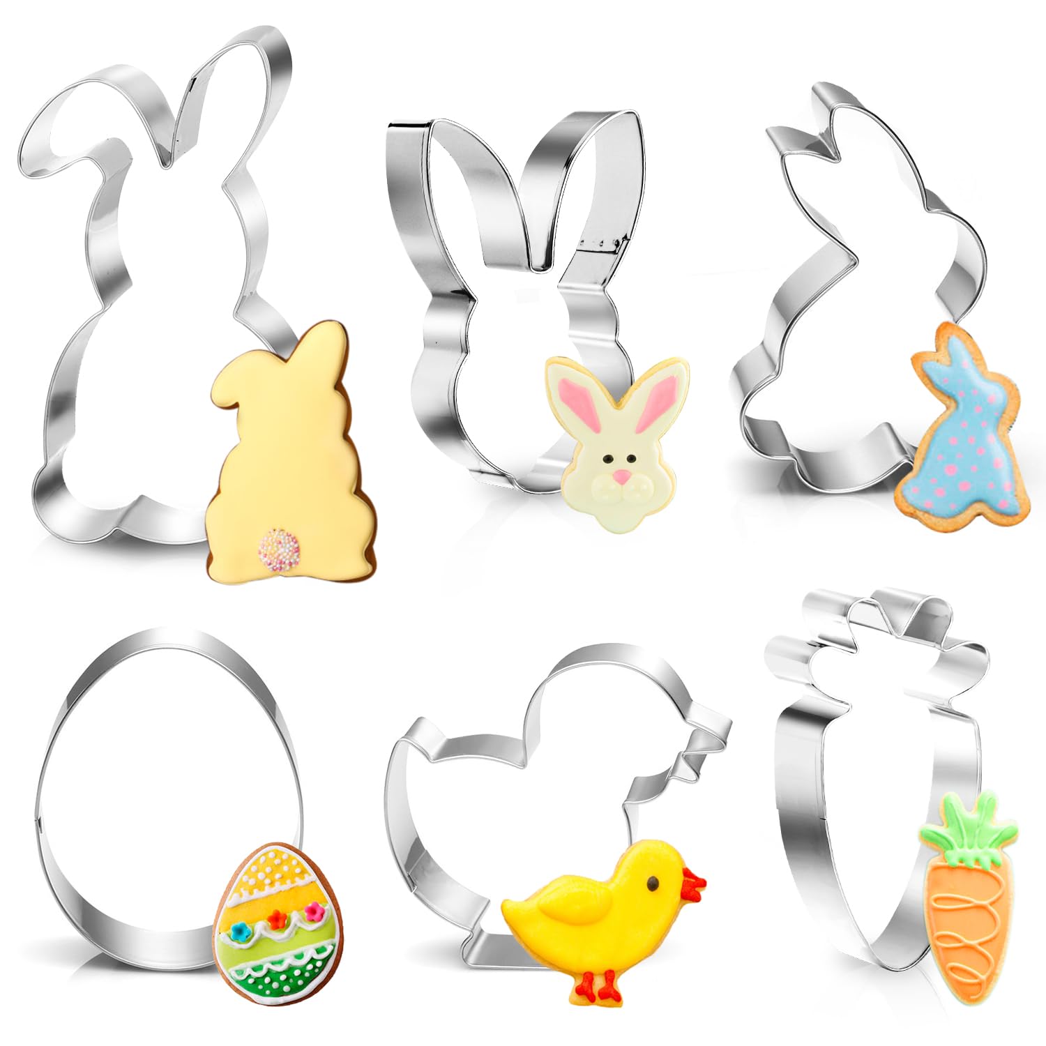Formine Biscotti Pasqua - Set 6 Stampi Acciaio Inox Per Conigli, Uova E Pulcini - Foto 7
