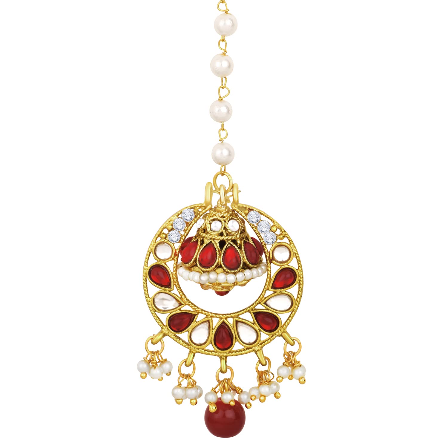 Peora Gold Plated Kundan Pearl Maang Tikka Hair Jewellery For Women & Girls (B09WYW9V6Q) Amazon Price History, Amazon Price Tracker