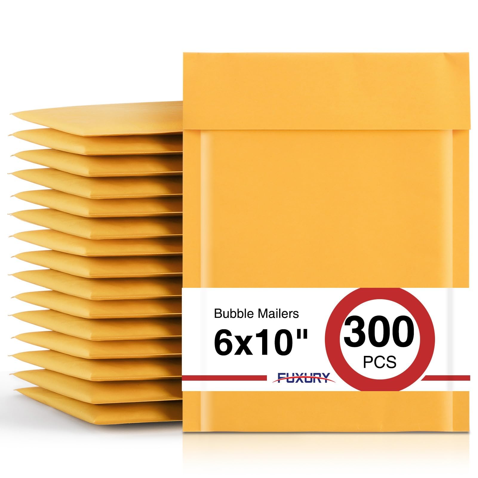 Fuxury Kraft Bubble Mailer 6x10" 300 Pack Usable Size 6x9" Padded Envelopes