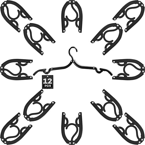 12 PCS Travel Hangers Portable Foldable Clothes Drying Rack for