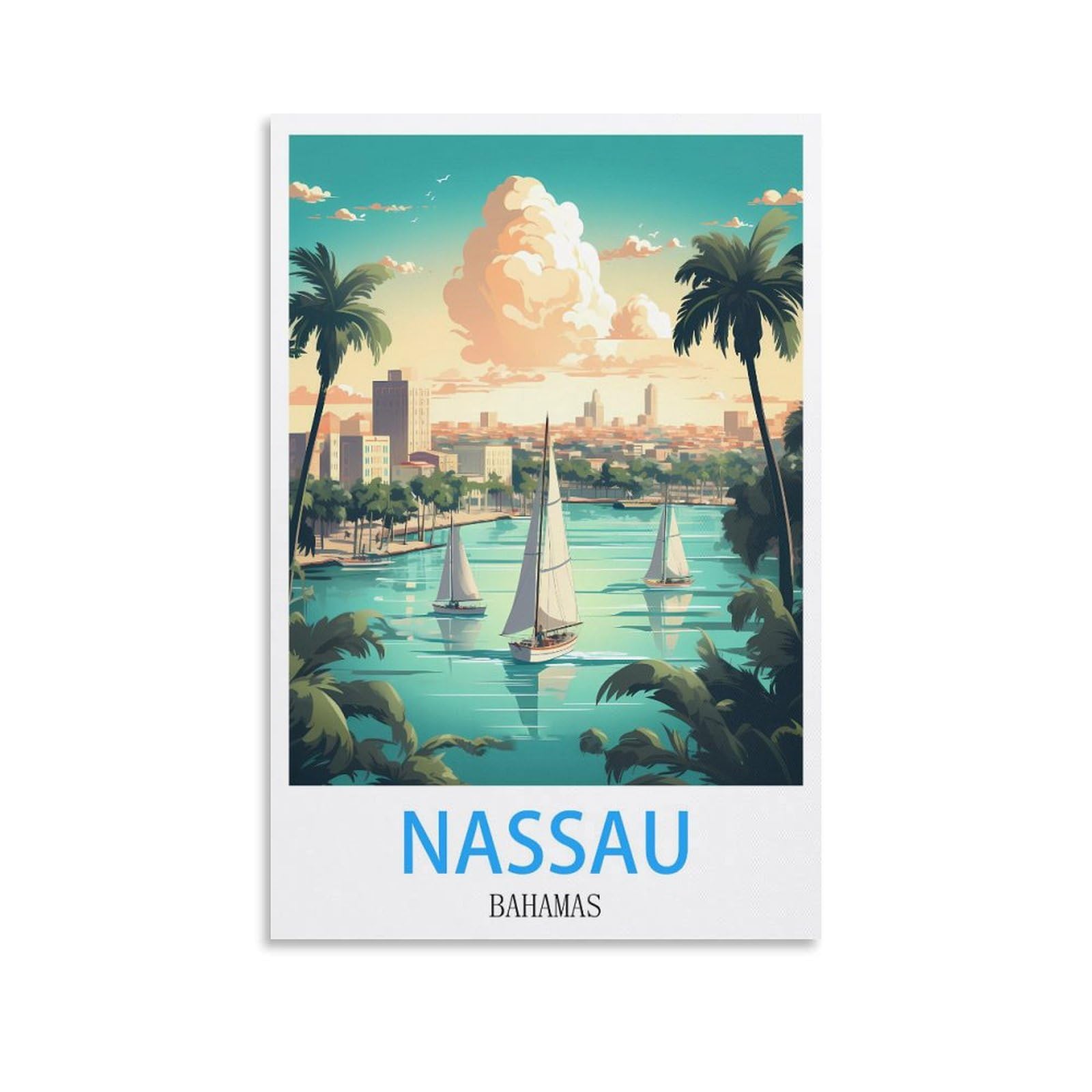 Vintage Metal Tin Signs,Nassau Bahamass,Vintage Metal Tin Sign Inspirational Retro Art Poster for Home Office, Cafe Bar Wall Decor 15x30cm