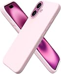 ORNARTO Compatible with iPhone 16 Case 6.1",Liquid Silicone 3 Layers Full Covered Soft Gel Rubber Phone Case,Shockproof Protective Cover 6.1 Inch with Anti-Scratch Microfiber Lining-Chalk Pink